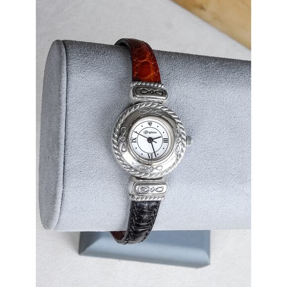 Brighton Cody Watch Reversible Leather Band Black Brown Vintage Retired Works - Picture 1 of 8
